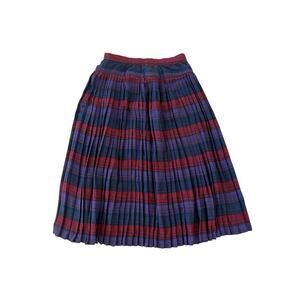 Vintage ILGWU Striped Pleated Midi Skirt Womens Sz 8 Multicolor Preppy Academia